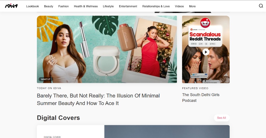 iDiva homepage preview