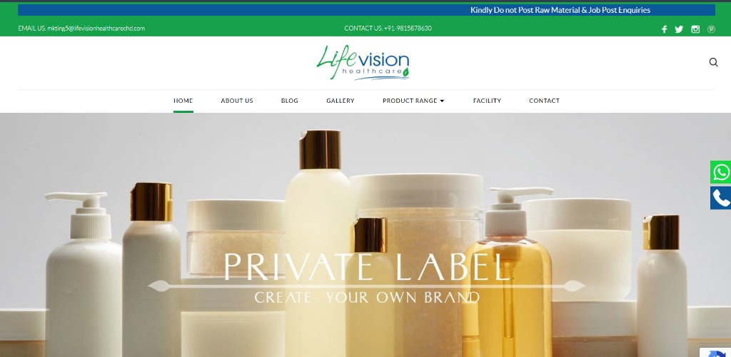 Lifevision Cosmetics homepage preview
