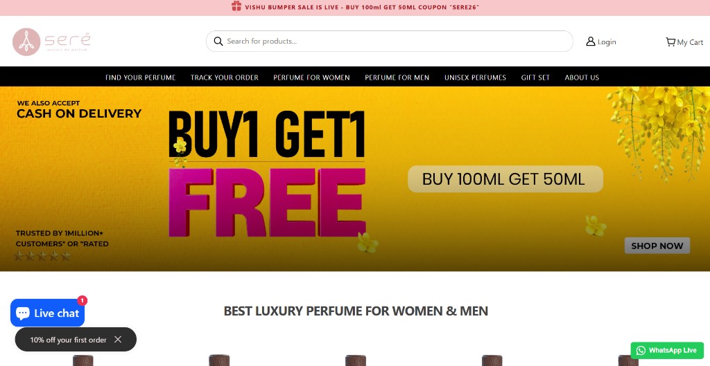 Sere Perfume homepage preview